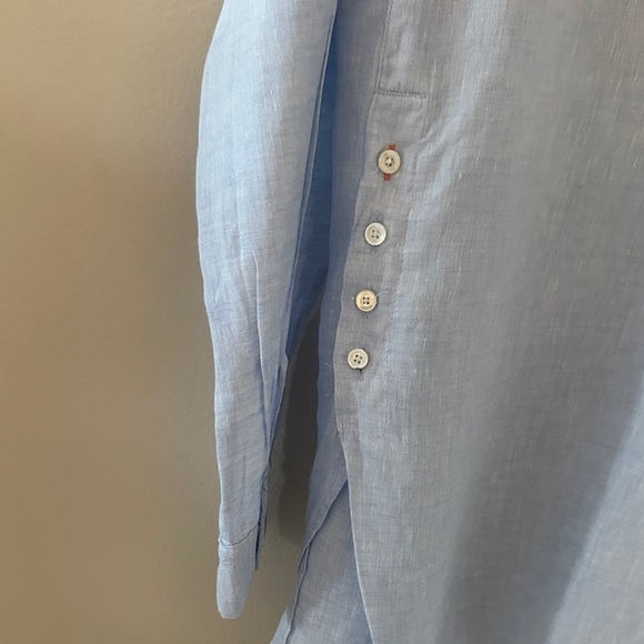 J. McLaughlin Womens Light Blue Fallon 100% Linen Popover Tunic Top Sz Small - Picture 7 of 12